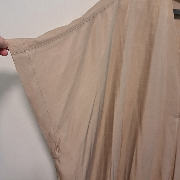 H&M Satin Kaftan Dress Beige V-Neck Midi Drapey Slouchy Oversized Boho Sz XXL - Picture 6 of 11